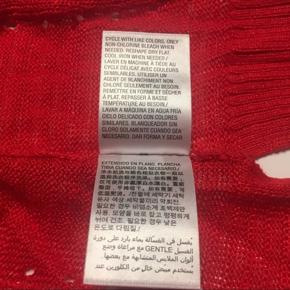 Alfani Red Lace Knit Linen Long Sleeve Cardigan XSP Extra Small Petite XS - Picture 7 of 9